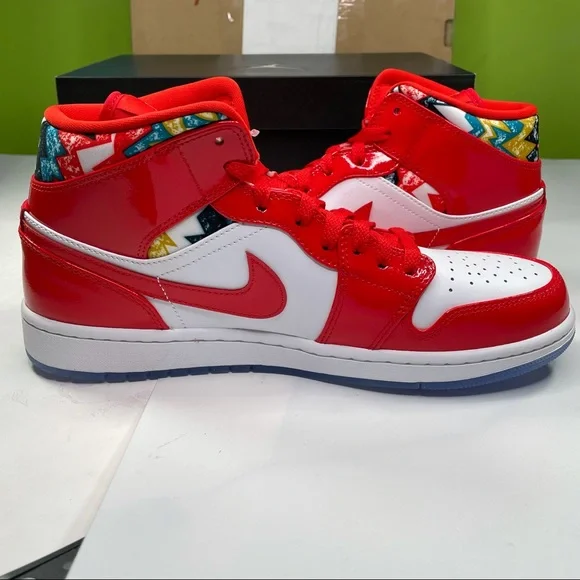 Air Jordan 1 Mid SE Mens Size 10 Basketball Sneakers Chili Red Shoes - Picture 7 of 12